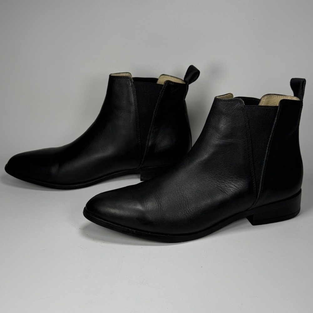 Nisolo Womens 9 Black Leather Pointed Toe Chelsea Ankle Boots Made in Peru - Picture 3 of 10